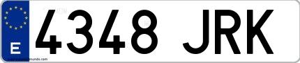 Ejemplo de matrícula española 4348 JRK