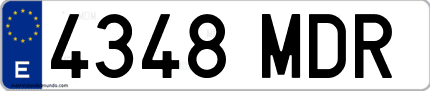 Ejemplo de matrícula de coche ordinaria 4348 MDR