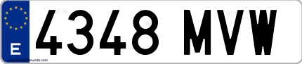 Ejemplo de matrícula de coche ordinaria 4348 MVW