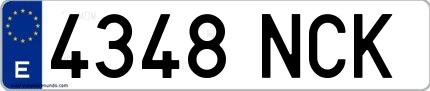 Ejemplo de matrícula española 4348 NCK