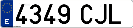 Ejemplo de matrícula de coche ordinaria 4349 CJL