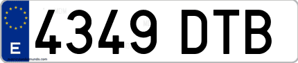 Ejemplo de matrícula de coche ordinaria 4349 DTB