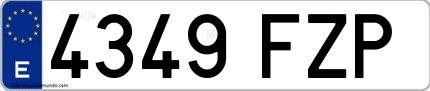 Ejemplo de matrícula española 4349 FZP