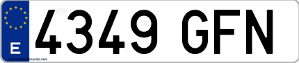 Ejemplo de matrícula de coche ordinaria 4349 GFN