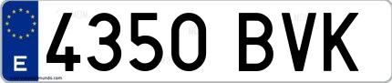 Ejemplo de matrícula española 4350 BVK