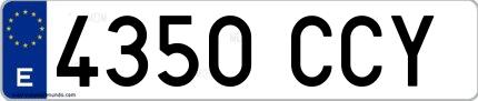 Ejemplo de matrícula española 4350 CCY