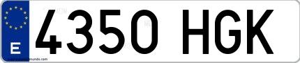 Ejemplo de matrícula española 4350 HGK