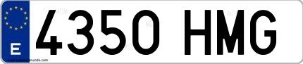 Ejemplo de matrícula española 4350 HMG