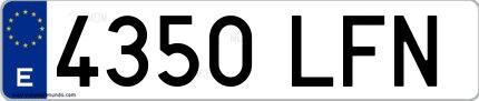 Ejemplo de matrícula española 4350 LFN