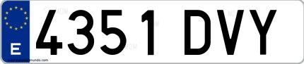 Ejemplo de matrícula española 4351 DVY