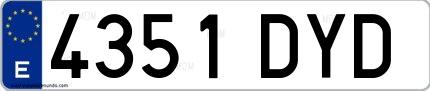 Ejemplo de matrícula española 4351 DYD