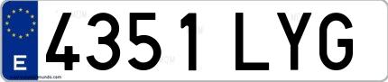 Ejemplo de matrícula española 4351 LYG