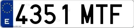 Ejemplo de matrícula española 4351 MTF
