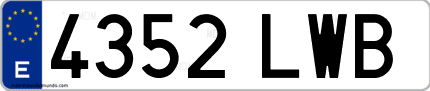 Ejemplo de matrícula de coche ordinaria 4352 LWB