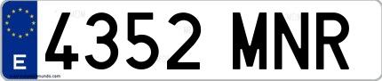 Ejemplo de matrícula española 4352 MNR