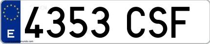 Ejemplo de matrícula española 4353 CSF