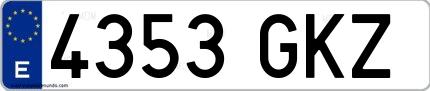 Ejemplo de matrícula española 4353 GKZ