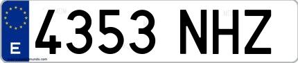 Ejemplo de matrícula española 4353 NHZ
