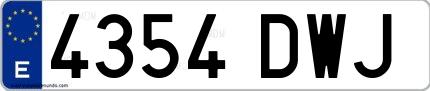 Ejemplo de matrícula española 4354 DWJ