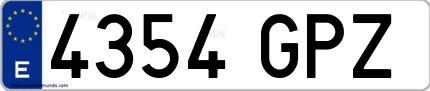Ejemplo de matrícula española 4354 GPZ