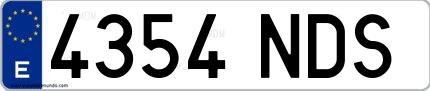 Ejemplo de matrícula española 4354 NDS