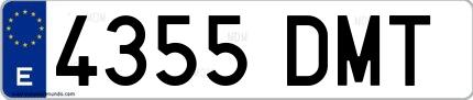 Ejemplo de matrícula española 4355 DMT
