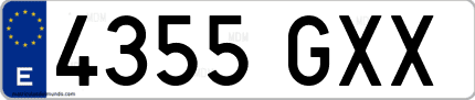 Ejemplo de matrícula de coche ordinaria 4355 GXX