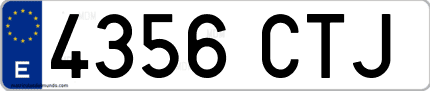 Ejemplo de matrícula de coche ordinaria 4356 CTJ