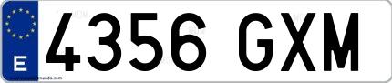 Ejemplo de matrícula española 4356 GXM