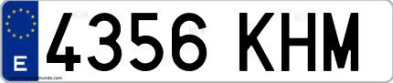 Ejemplo de matrícula de coche ordinaria 4356 KHM