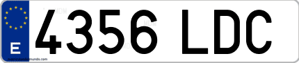 Ejemplo de matrícula de coche ordinaria 4356 LDC