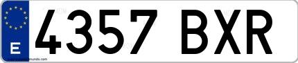 Ejemplo de matrícula española 4357 BXR