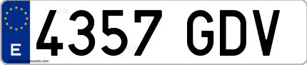 Ejemplo de matrícula de coche ordinaria 4357 GDV