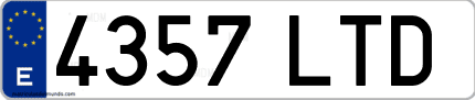 Ejemplo de matrícula de coche ordinaria 4357 LTD