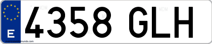 Ejemplo de matrícula de coche ordinaria 4358 GLH