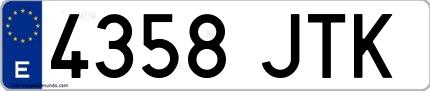 Ejemplo de matrícula española 4358 JTK
