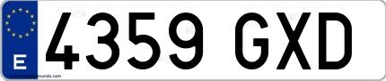 Ejemplo de matrícula española 4359 GXD