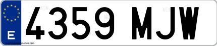 Ejemplo de matrícula española 4359 MJW