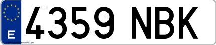Ejemplo de matrícula española 4359 NBK