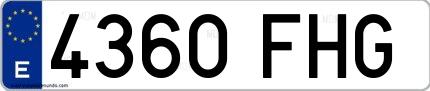 Ejemplo de matrícula española 4360 FHG