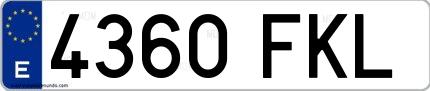 Ejemplo de matrícula española 4360 FKL