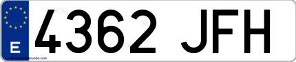Ejemplo de matrícula española 4362 JFH