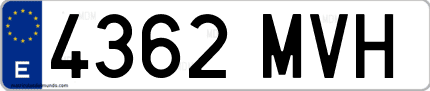 Ejemplo de matrícula de coche ordinaria 4362 MVH