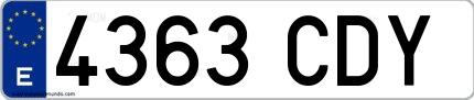 Ejemplo de matrícula española 4363 CDY