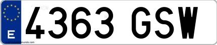 Ejemplo de matrícula española 4363 GSW
