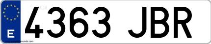 Ejemplo de matrícula española 4363 JBR