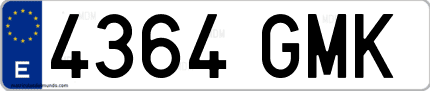 Ejemplo de matrícula de coche ordinaria 4364 GMK