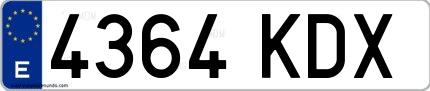 Ejemplo de matrícula española 4364 KDX