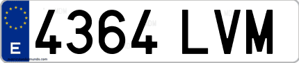 Ejemplo de matrícula de coche ordinaria 4364 LVM