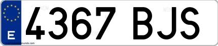 Ejemplo de matrícula española 4367 BJS